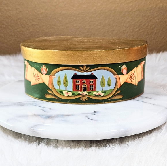 Vintage Primitive Tole Hand Painted Wooden Trinket Box 8x3.5x6.5 in - Picture 3 of 11